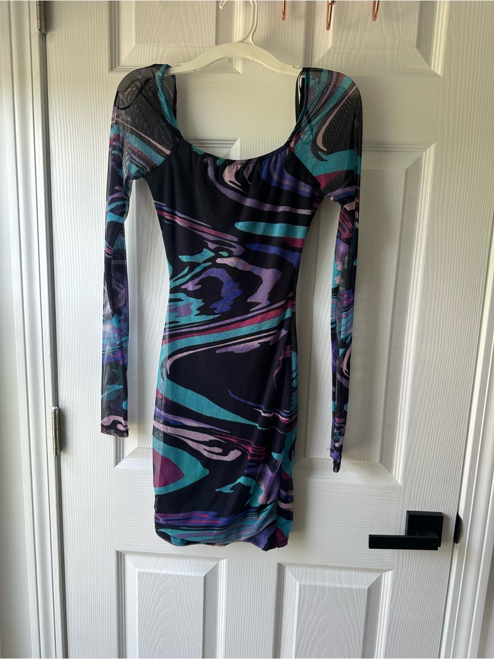Forever 21 euphoria themed mini dress with mesh sleeves size smal